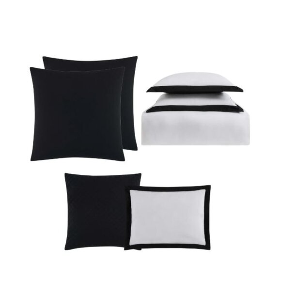 Truly Soft 7-Piece White and Black King Duvet Cover Set - Picture 3 of 3